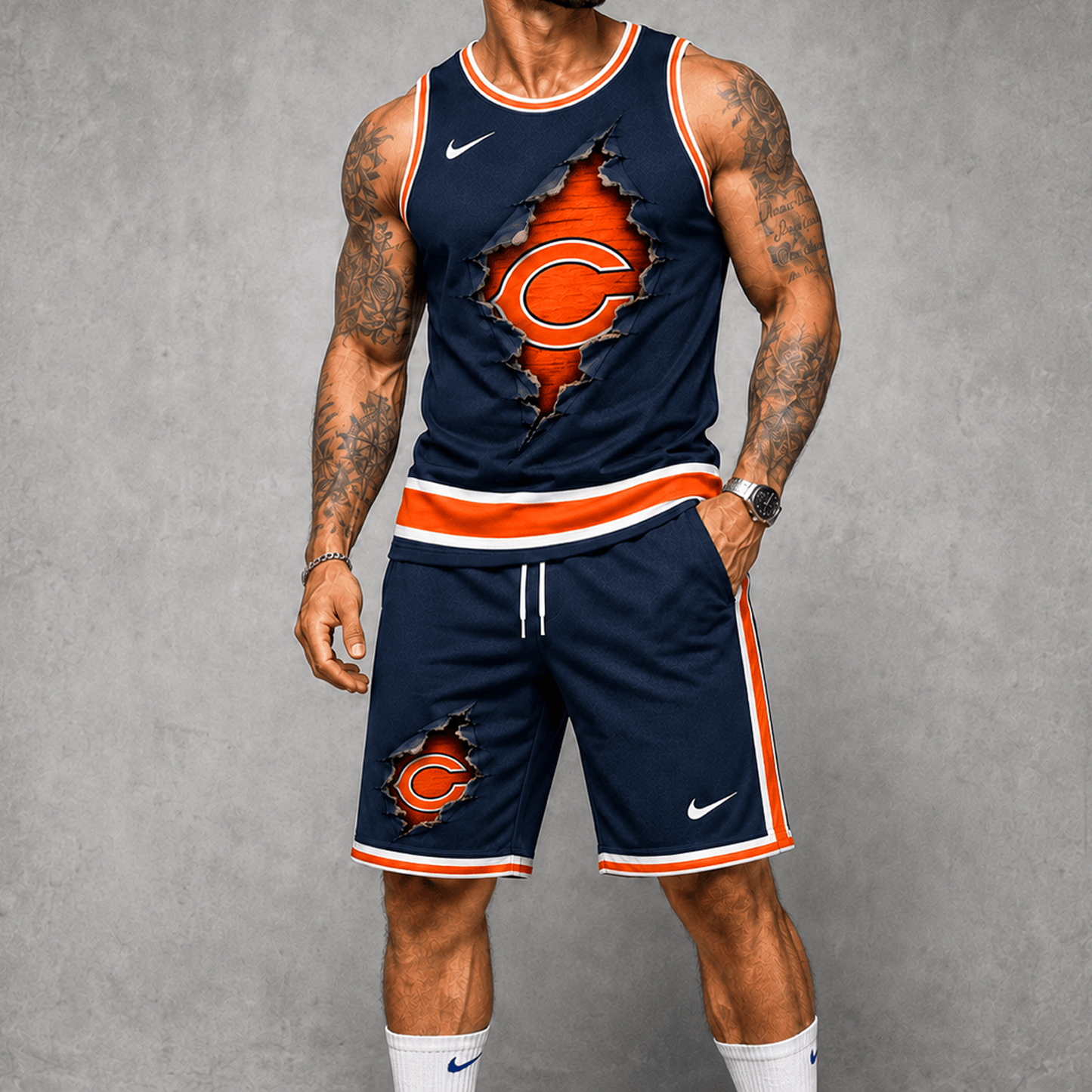 CHI Premium NFL Game Day Football Fan Tank Top and Shorts Set 1706
