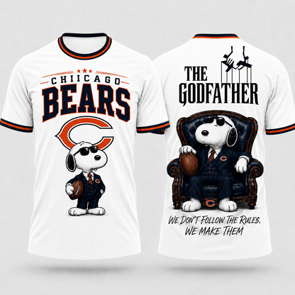 CHI x NFL Premium Funny Football Snoopy The Godfather Rule Maker Game Day 3D Shirt 0307