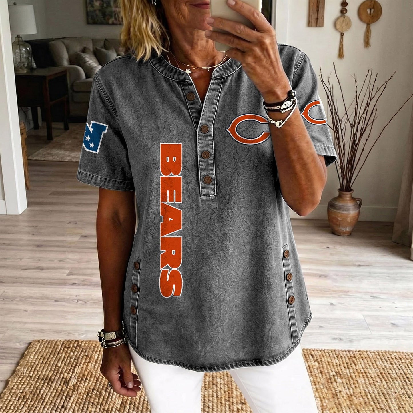 CHI x NFL Womenƒ??s Denim Casual Tops DATND LBN 190526