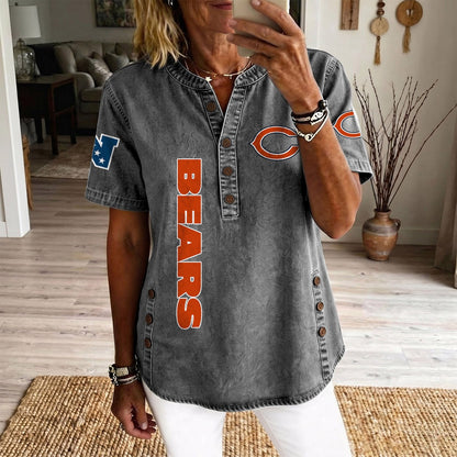 CHI x NFL Womenƒ??s Denim Casual Tops DATND LBN 190526