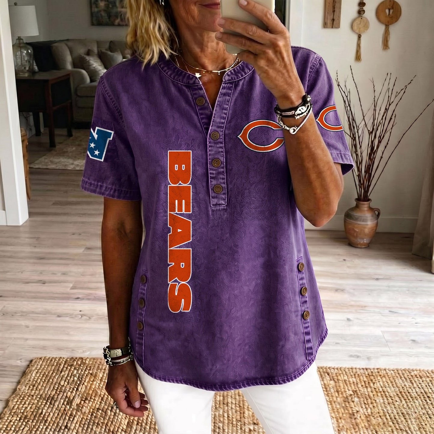 CHI x NFL Womenƒ??s Denim Casual Tops DATND LBN 190526