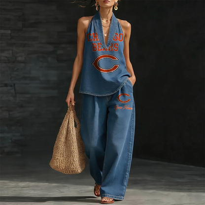 CHI x NFL Women's Vintage Washed Denim Suit DATND TANTD 030626