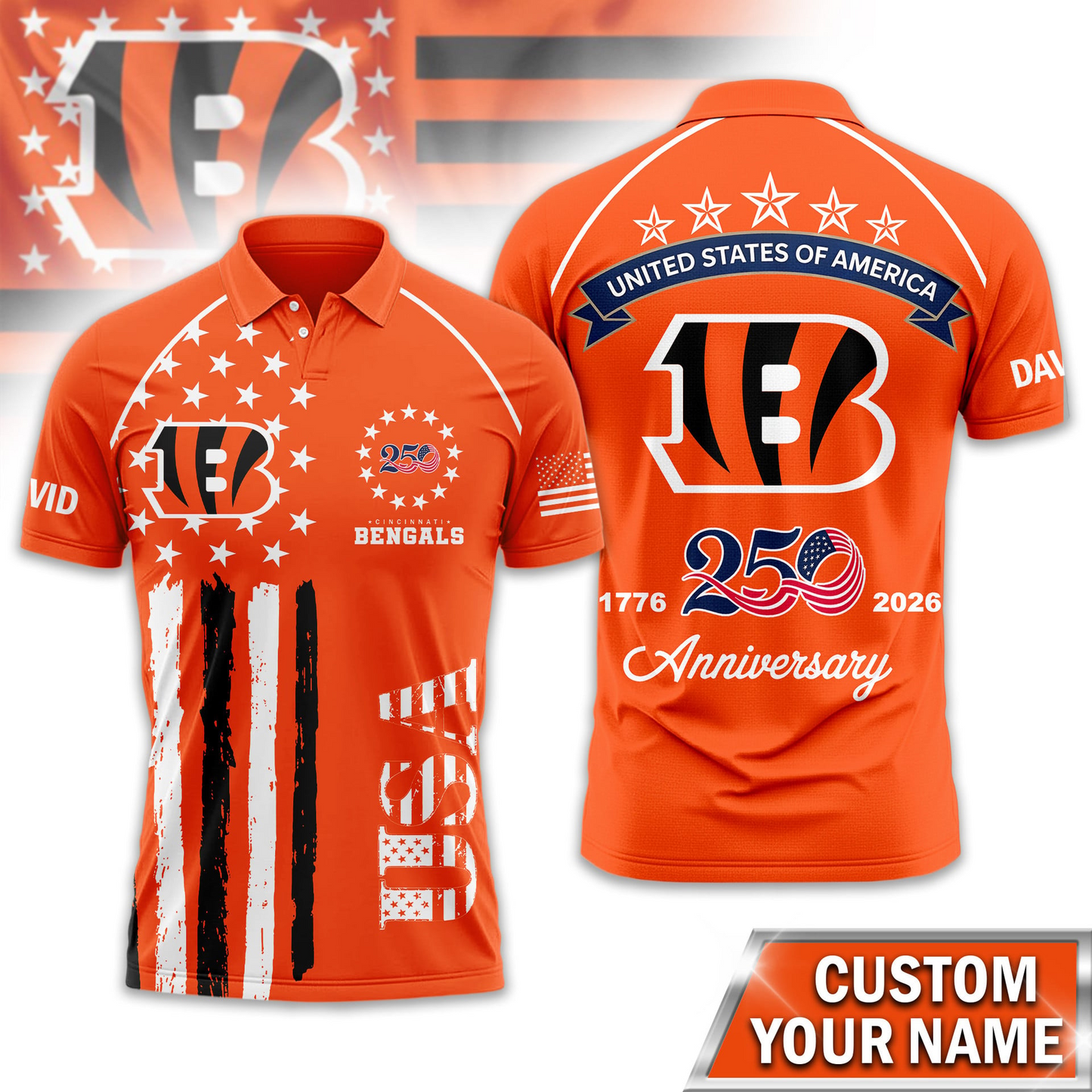 CIN Premium NFL American Semiquincentennial Polo Shirt 010726
