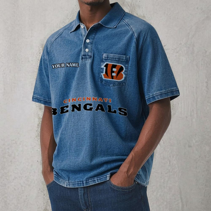 CIN x NFL Men's Distressed Turn-Down Collar Polo DATND TANTD 250526