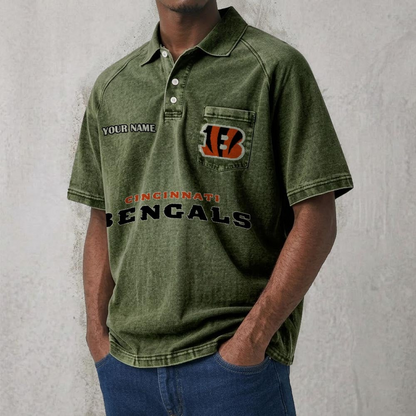 CIN x NFL Men's Distressed Turn-Down Collar Polo DATND TANTD 250526