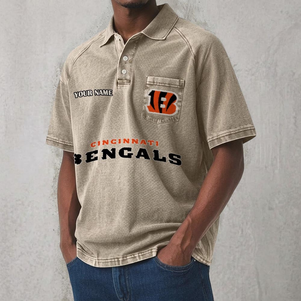 CIN x NFL Men's Distressed Turn-Down Collar Polo DATND TANTD 250526