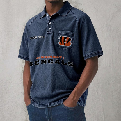 CIN x NFL Men's Distressed Turn-Down Collar Polo DATND TANTD 250526