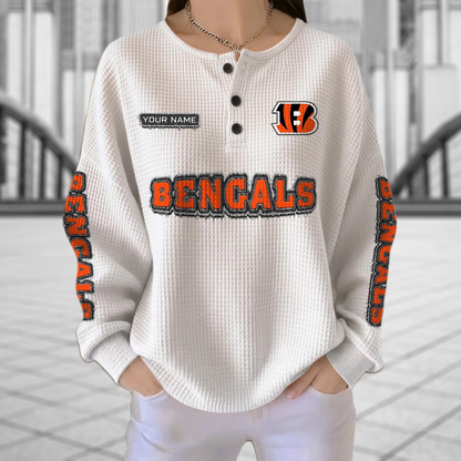 CIN x NFL Personalized Waffle Knit Henley Sweatshirt 2005 DatND DVT