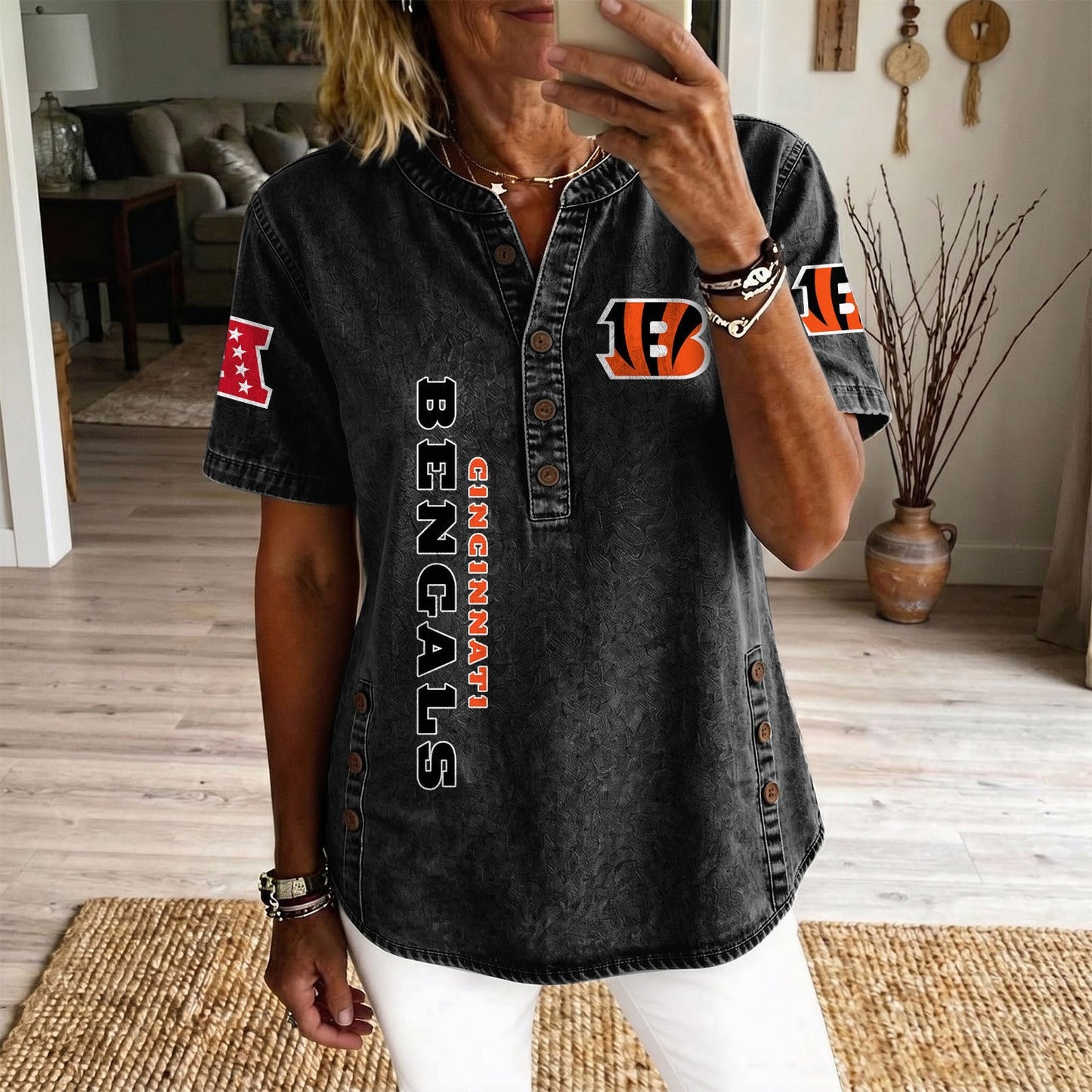 CIN x NFL Womenƒ??s Denim Casual Tops DATND LBN 190526