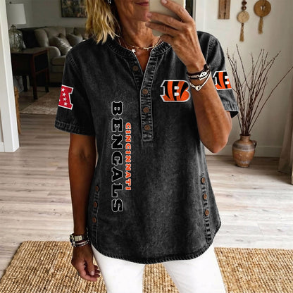CIN x NFL Womenƒ??s Denim Casual Tops DATND LBN 190526