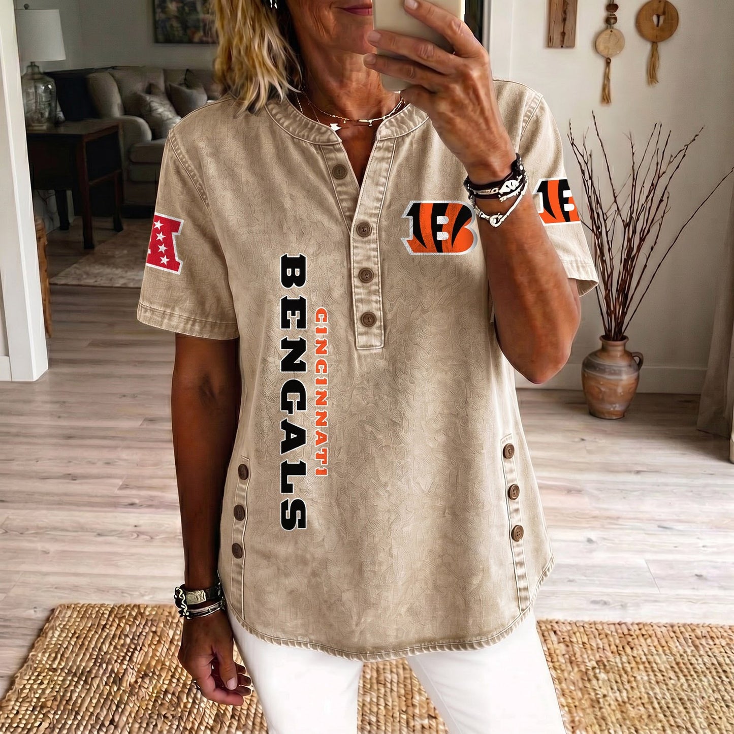 CIN x NFL Womenƒ??s Denim Casual Tops DATND LBN 190526