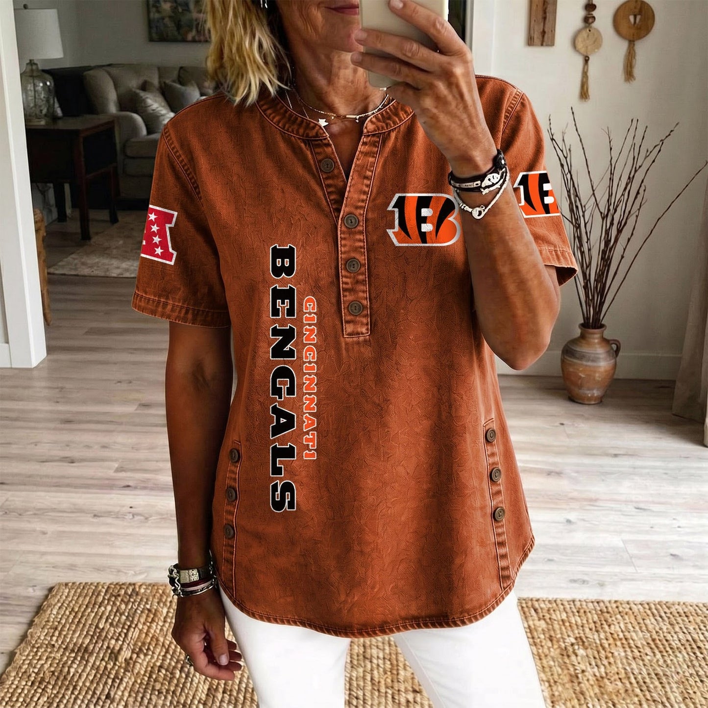 CIN x NFL Womenƒ??s Denim Casual Tops DATND LBN 190526