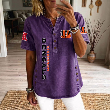 CIN x NFL Womenƒ??s Denim Casual Tops DATND LBN 190526