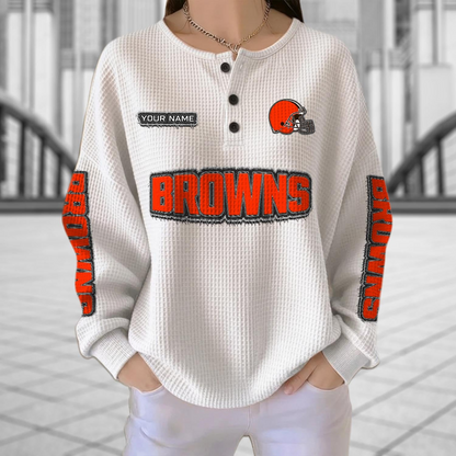 CLE x NFL Personalized Waffle Knit Henley Sweatshirt 2005 DatND DVT