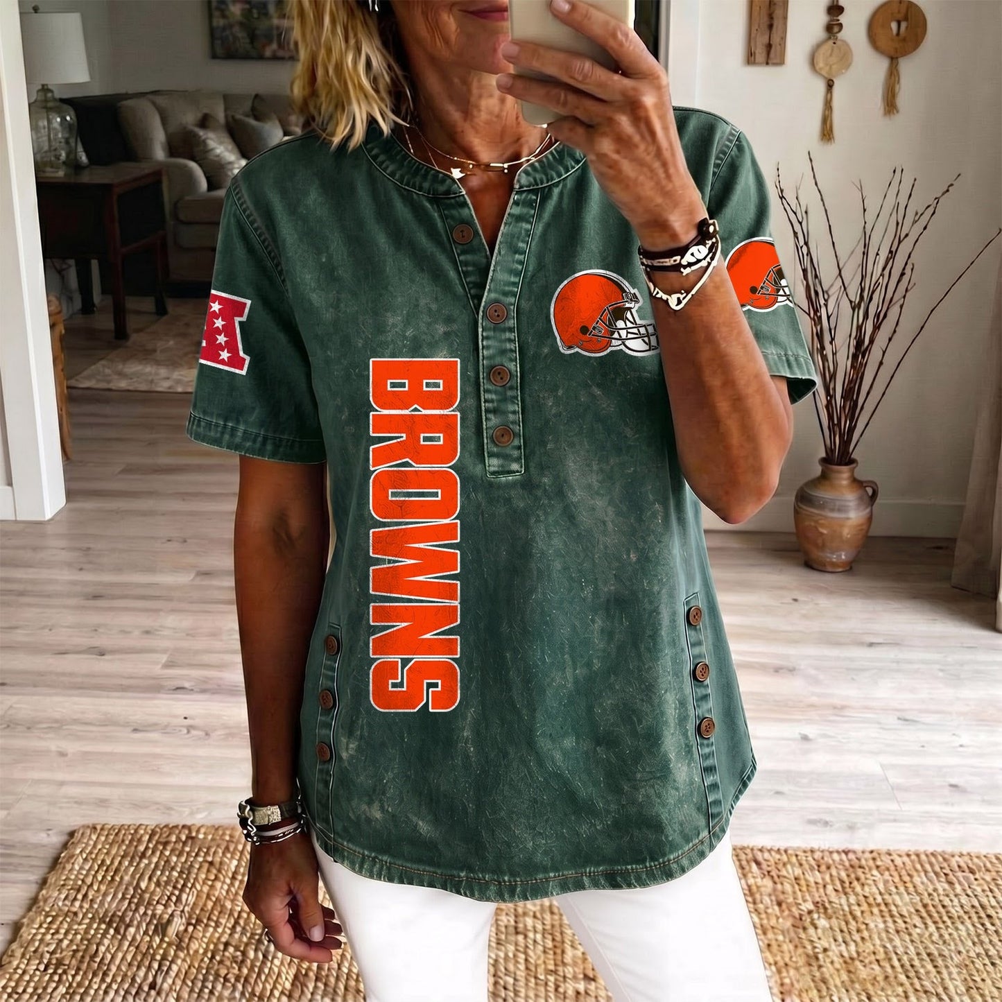 CLE x NFL Womenƒ??s Denim Casual Tops DATND LBN 190526