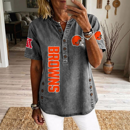 CLE x NFL Womenƒ??s Denim Casual Tops DATND LBN 190526