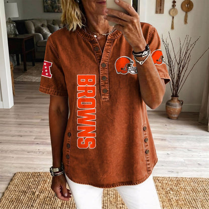 CLE x NFL Womenƒ??s Denim Casual Tops DATND LBN 190526