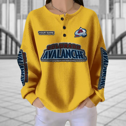 COL x NHL Personalized Waffle Knit Henley Sweatshirt 2005 DatND DVT