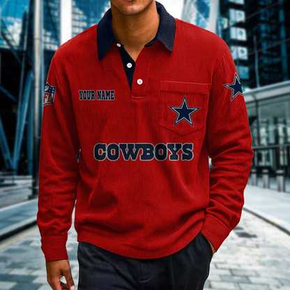 DAL X Premium NFL Corduroy color-blocked long-sleeved shirt NDT NHT