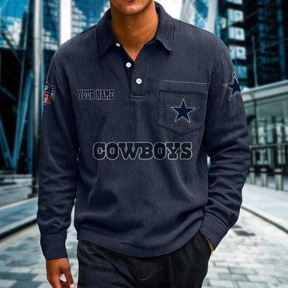 DAL X Premium NFL Corduroy color-blocked long-sleeved shirt NDT NHT