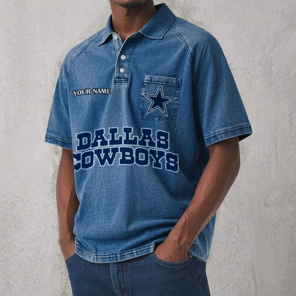 DAL x NFL Men's Distressed Turn-Down Collar Polo DATND TANTD 250526