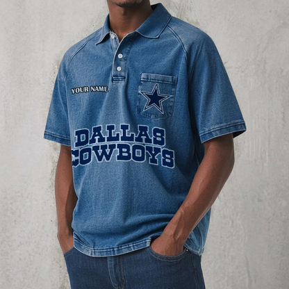 DAL x NFL Men's Distressed Turn-Down Collar Polo DATND TANTD 250526