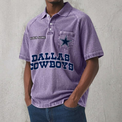 DAL x NFL Men's Distressed Turn-Down Collar Polo DATND TANTD 250526