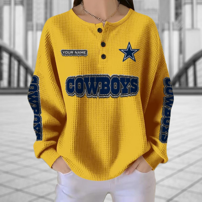 DAL x NFL Personalized Waffle Knit Henley Sweatshirt 2005 DatND DVT