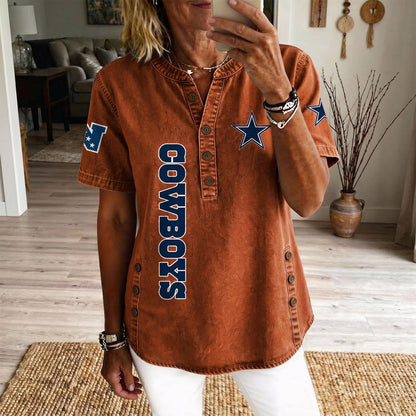 DAL x NFL Womenƒ??s Denim Casual Tops DATND LBN 190526