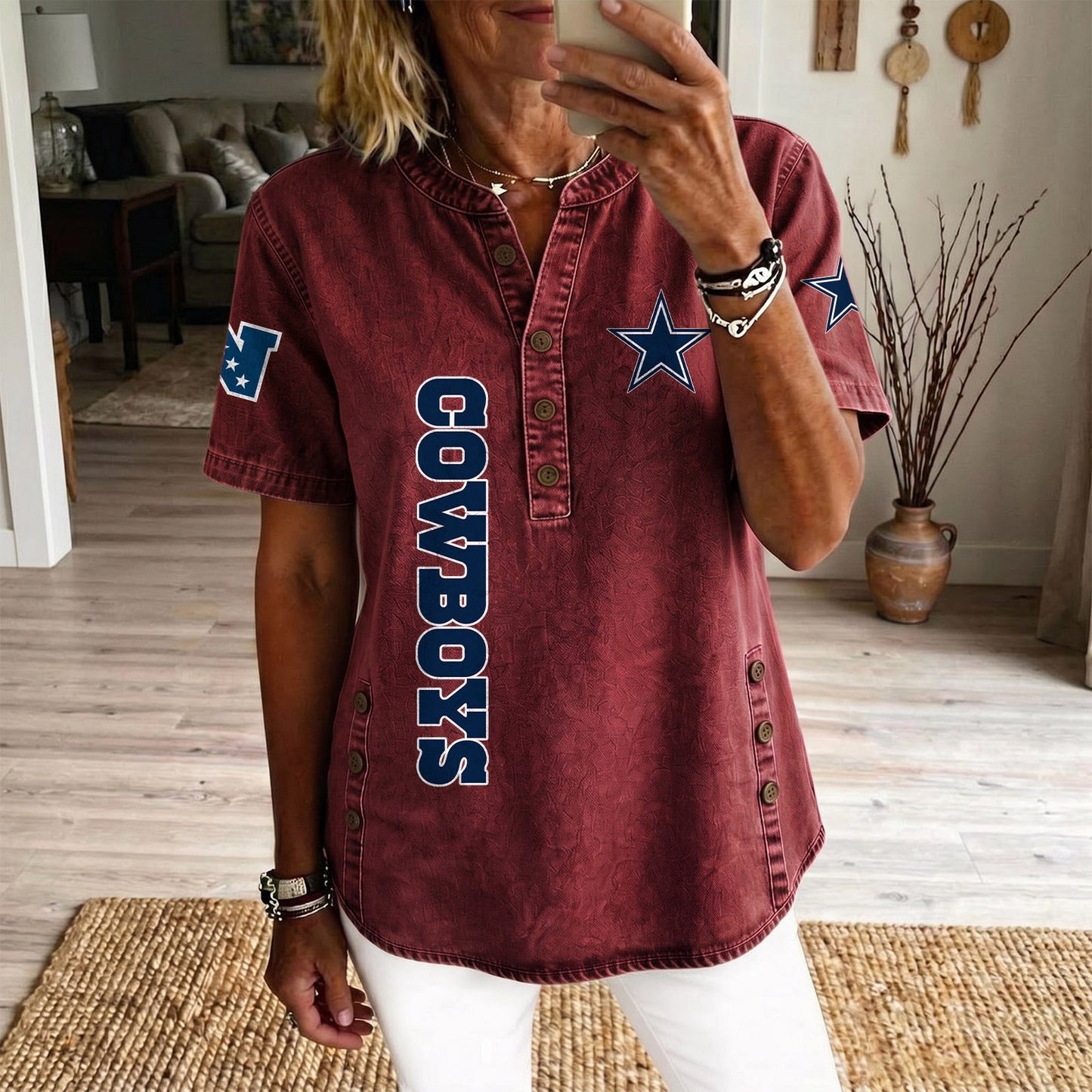 DAL x NFL Womenƒ??s Denim Casual Tops DATND LBN 190526