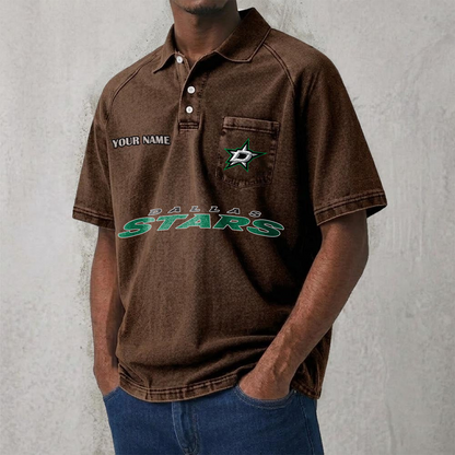 DAL x NHL Men's Distressed Turn-Down Collar Polo DATND TANTD 250526