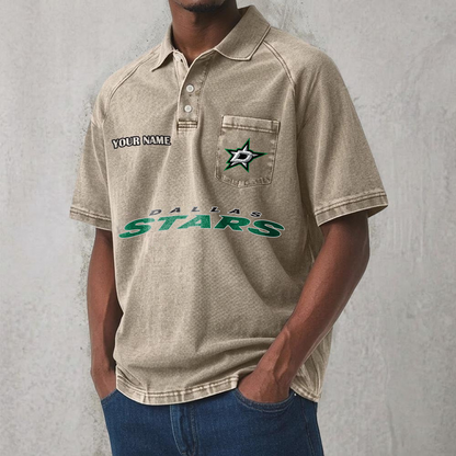 DAL x NHL Men's Distressed Turn-Down Collar Polo DATND TANTD 250526