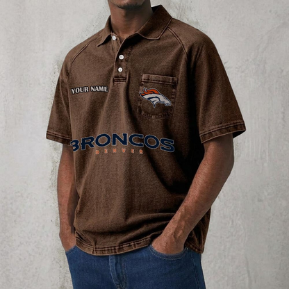 DEN x NFL Men's Distressed Turn-Down Collar Polo DATND TANTD 250526