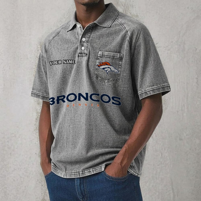 DEN x NFL Men's Distressed Turn-Down Collar Polo DATND TANTD 250526