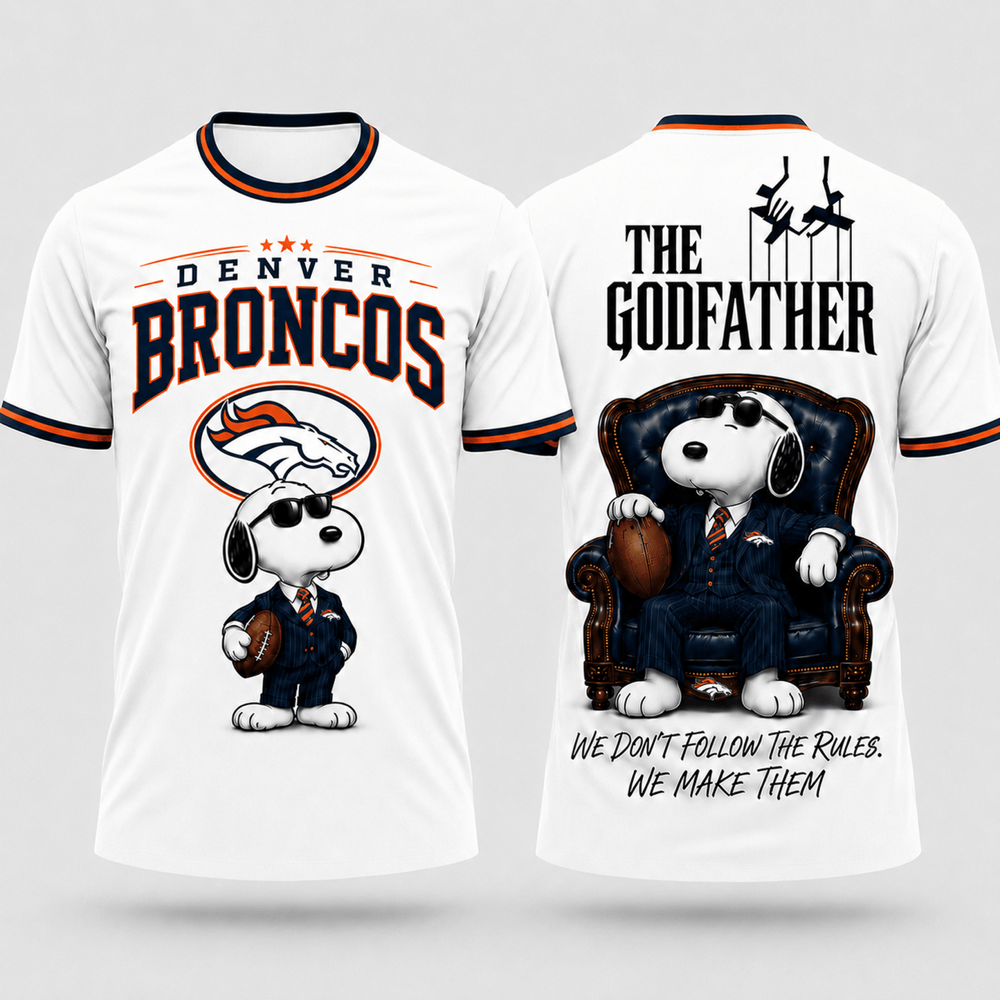 DEN x NFL Premium Funny Football Snoopy The Godfather Rule Maker Game Day 3D Shirt 0307
