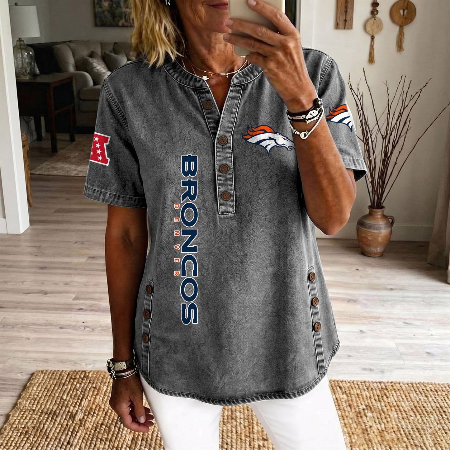 DEN x NFL Womenƒ??s Denim Casual Tops DATND LBN 190526