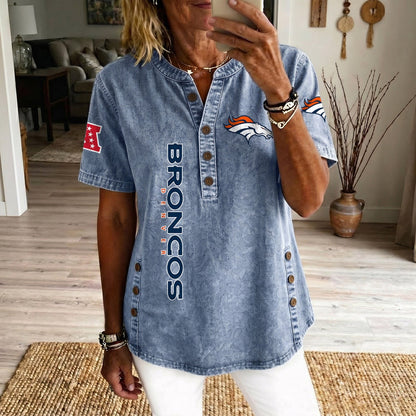 DEN x NFL Womenƒ??s Denim Casual Tops DATND LBN 190526