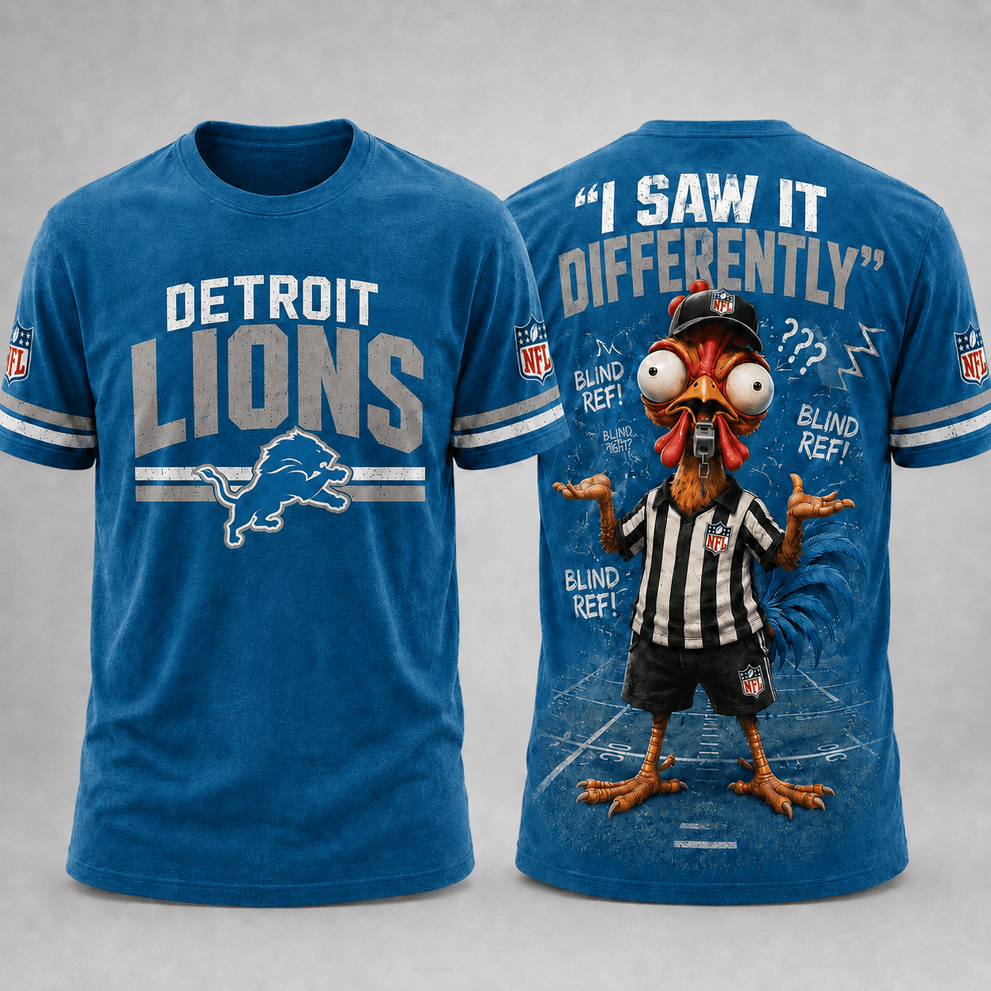 DET x NFL Premium Funny Blind Referee Mocking 3D Shirt Football Game Day Enthusiasts