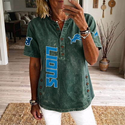 DET x NFL Womenƒ??s Denim Casual Tops DATND LBN 190526