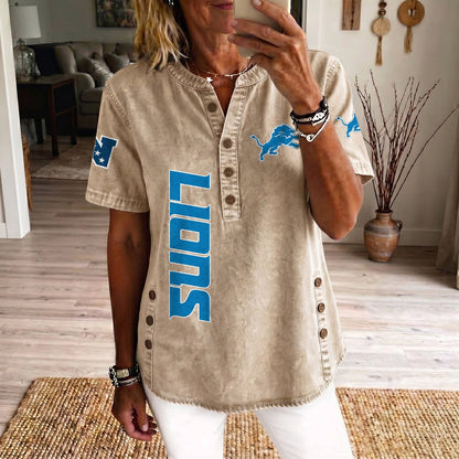DET x NFL Womenƒ??s Denim Casual Tops DATND LBN 190526