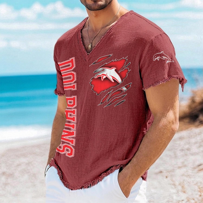 DOL x NRL V-Neck Linen Beach Shirt 1905 DatND DVT