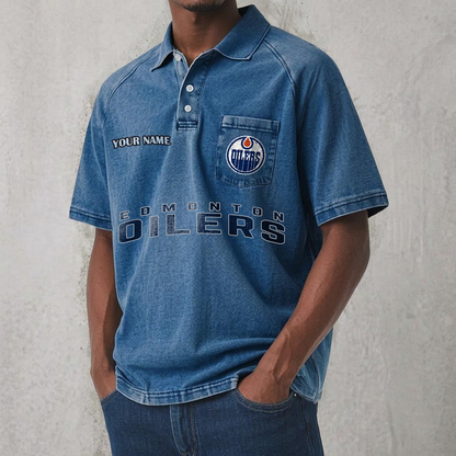 EDM x NHL Men's Distressed Turn-Down Collar Polo DATND TANTD 250526
