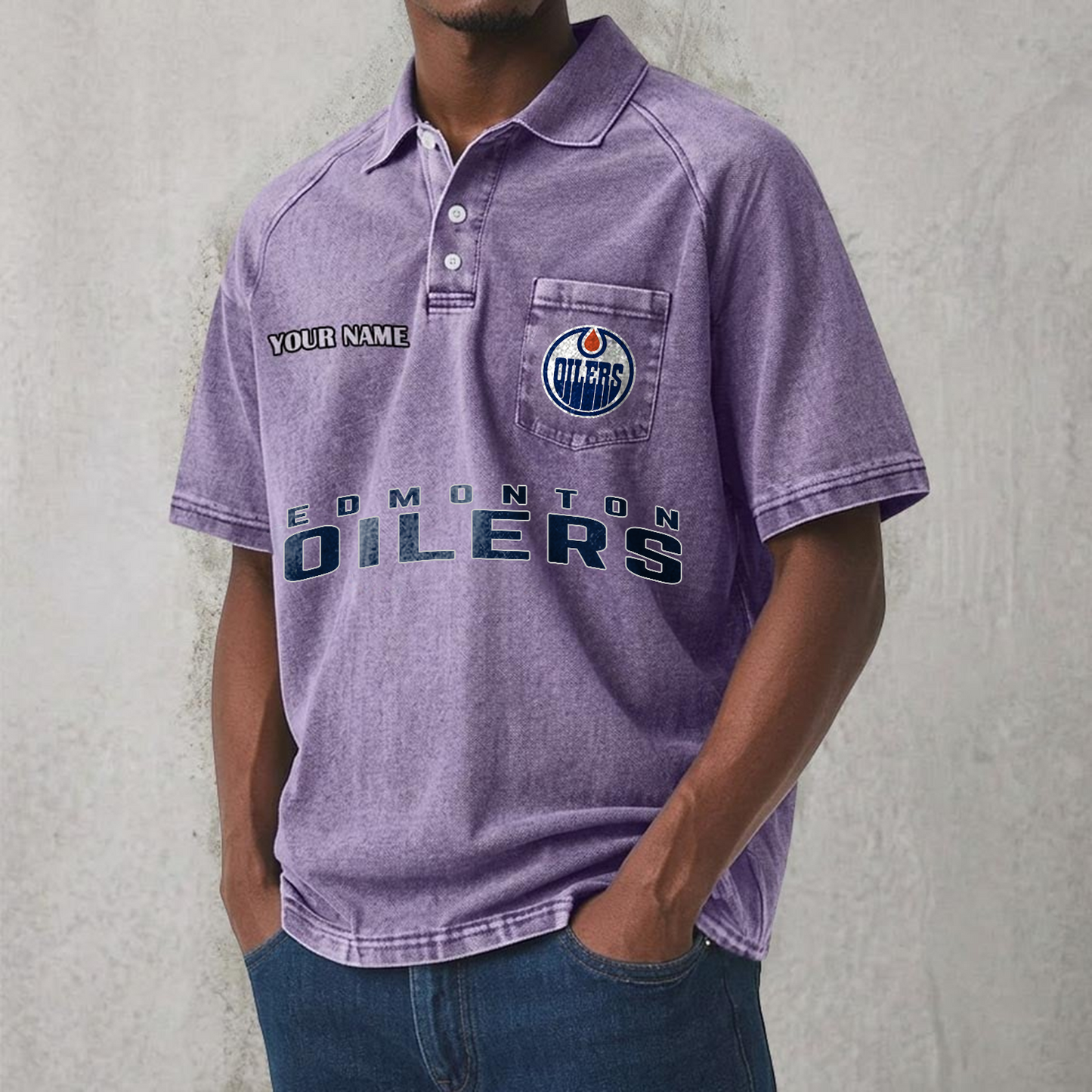 EDM x NHL Men's Distressed Turn-Down Collar Polo DATND TANTD 250526