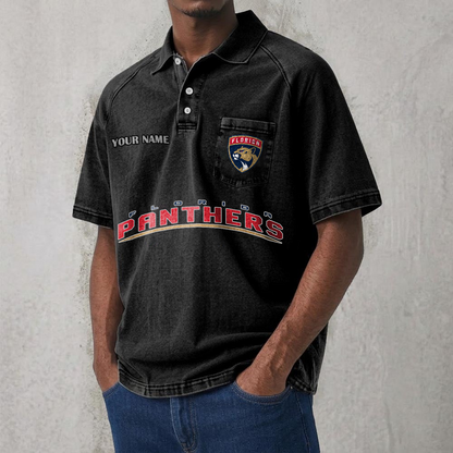 FLA x NHL Men's Distressed Turn-Down Collar Polo DATND TANTD 250526
