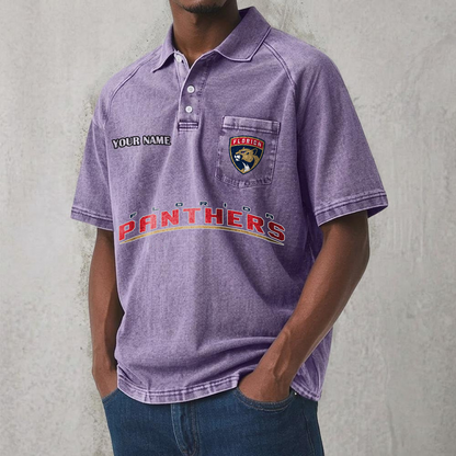 FLA x NHL Men's Distressed Turn-Down Collar Polo DATND TANTD 250526