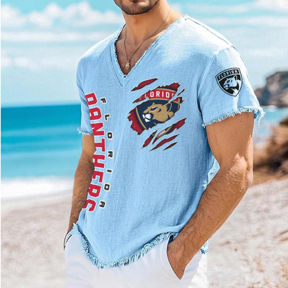 FLA x NHL V-Neck Linen Beach Shirt 1905 DatND DVT