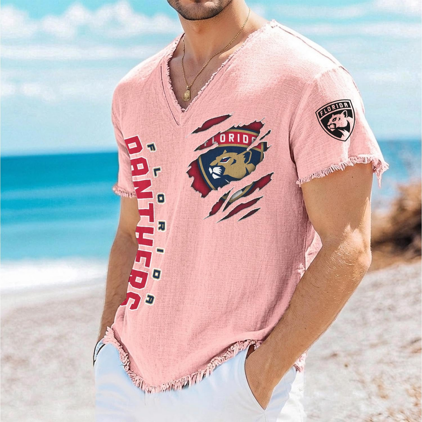 FLA x NHL V-Neck Linen Beach Shirt 1905 DatND DVT