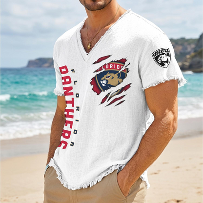 FLA x NHL V-Neck Linen Beach Shirt 1905 DatND DVT