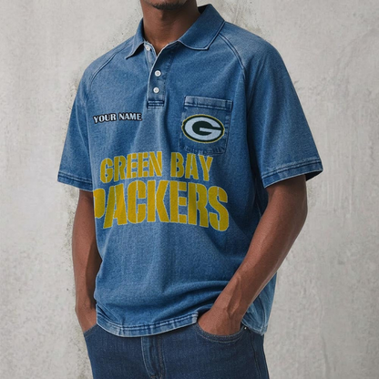 GB x NFL Men's Distressed Turn-Down Collar Polo DATND TANTD 250526