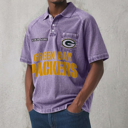 GB x NFL Men's Distressed Turn-Down Collar Polo DATND TANTD 250526